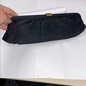 Long Black Satin Top Frame Clutch Snap Bag